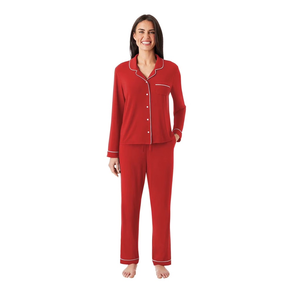 NWT Member's Mark DreamMark Women's 2 Pc Notch Collar Pajama Set Size XXL Red
